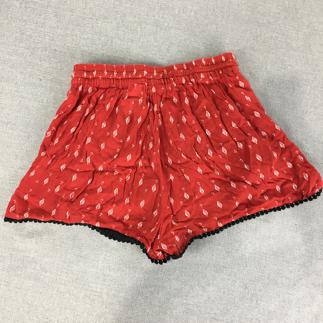 H&M x Coachella Womens Shorts Size 6 Red Dot Drawstring Elastic Waist