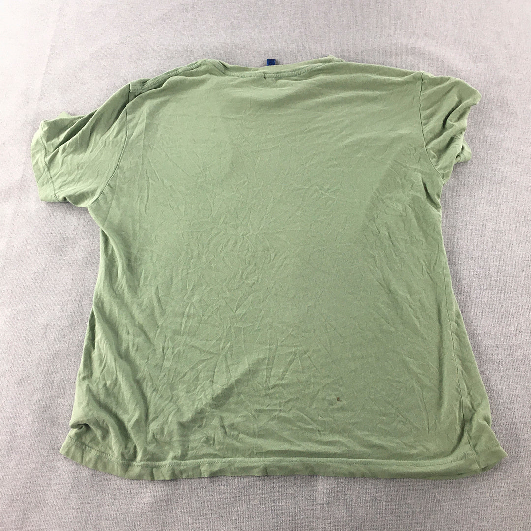 H&M Mens T-Shirt Size M Green Skull Embroidered Short Sleeve Crew Neck Tee