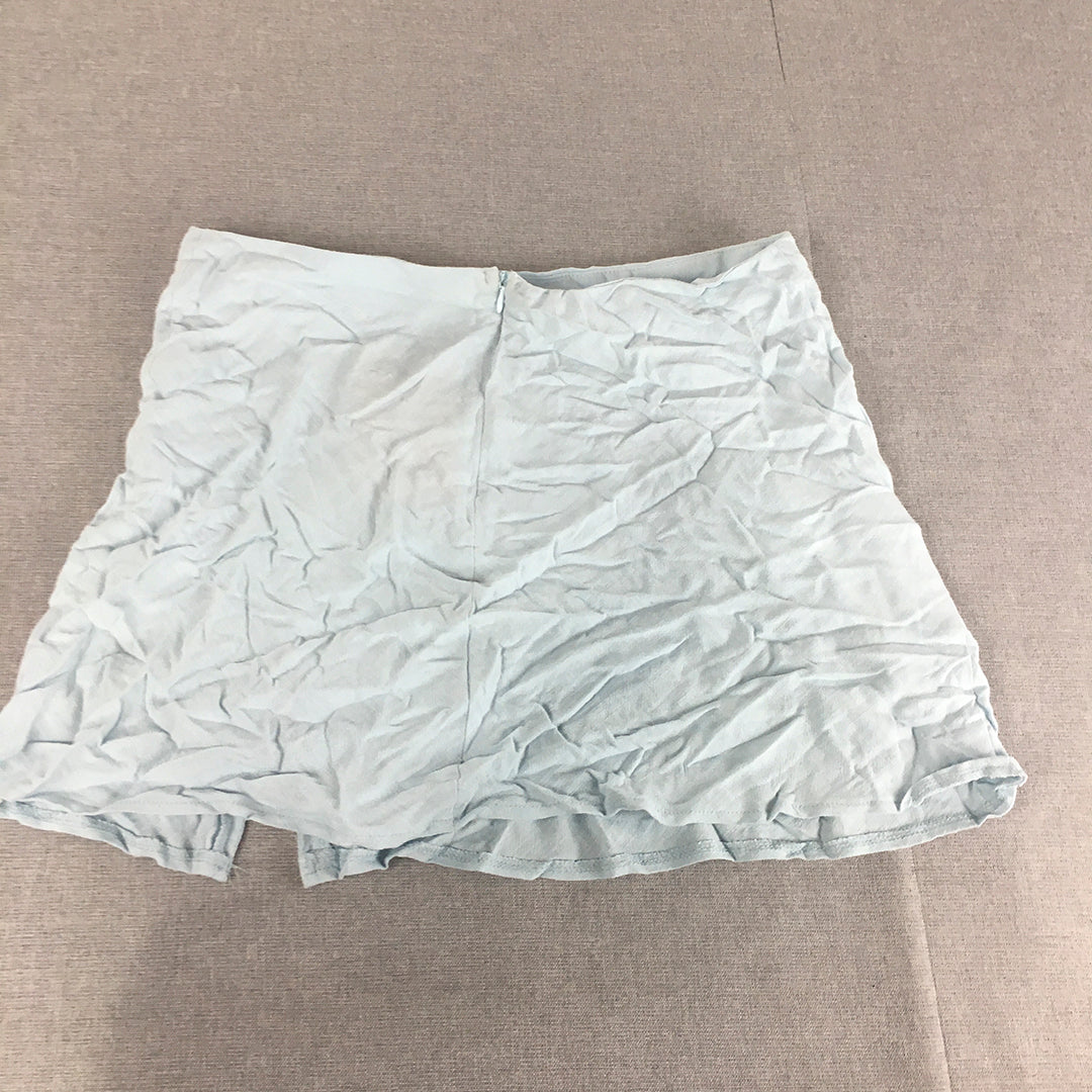 NEW Thats So Fetch Womens Linen Mini Skirt Size 14 Light Blue