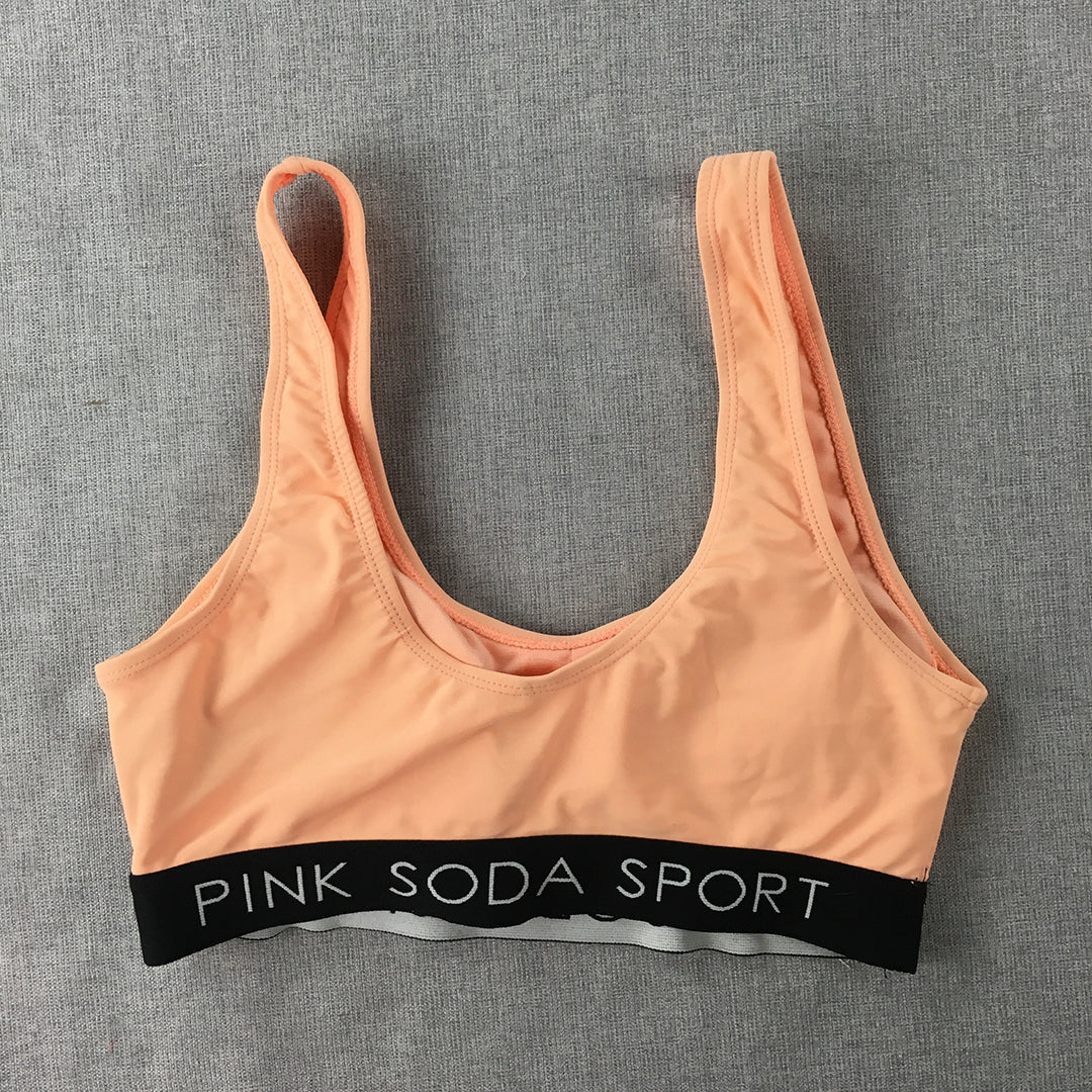 Pink Soda Sport Womens Cropped Top Size XS Peach Pink Activewear Sports Bra