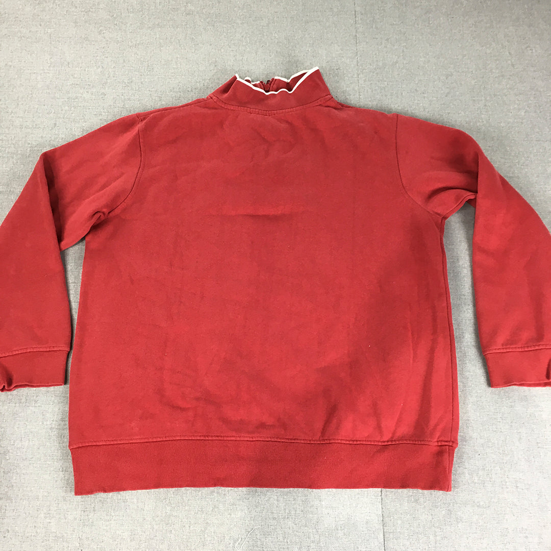 FILA Mens Sweater Size XL Red Embroidered Logo 1/4 Zip Mock Neck Jumper