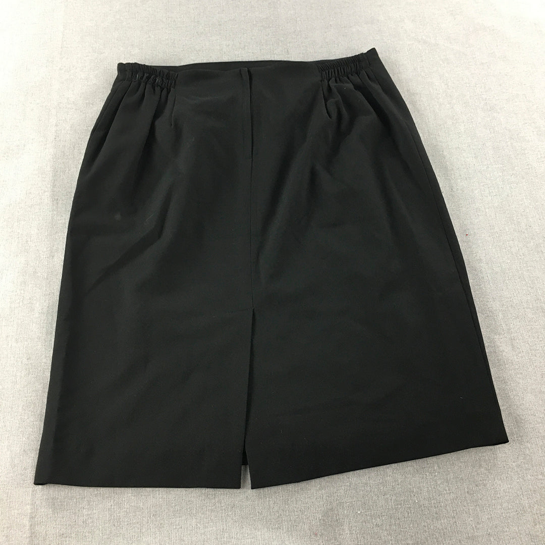 LSJ Collection Womens A-Line Skirt Size 18 Black Midi