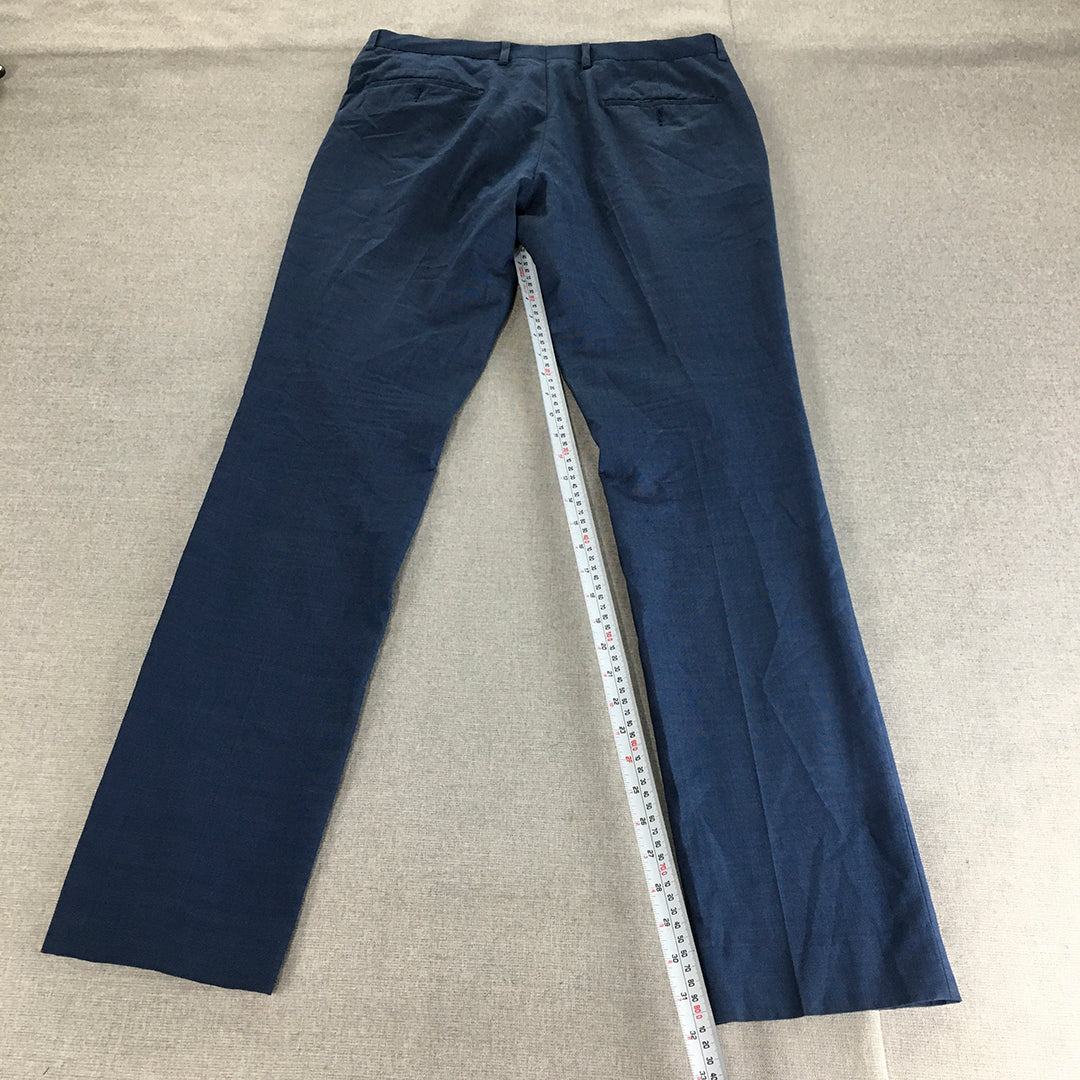 New England Mens Dress Pants Size 32 (W32 x L32) Blue Slim Straight Pockets