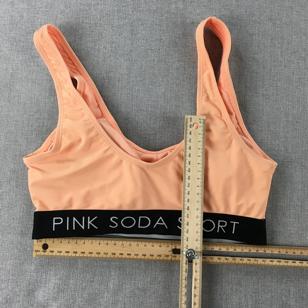 Pink Soda Sport Womens Cropped Top Size XS Peach Pink Activewear Sports Bra