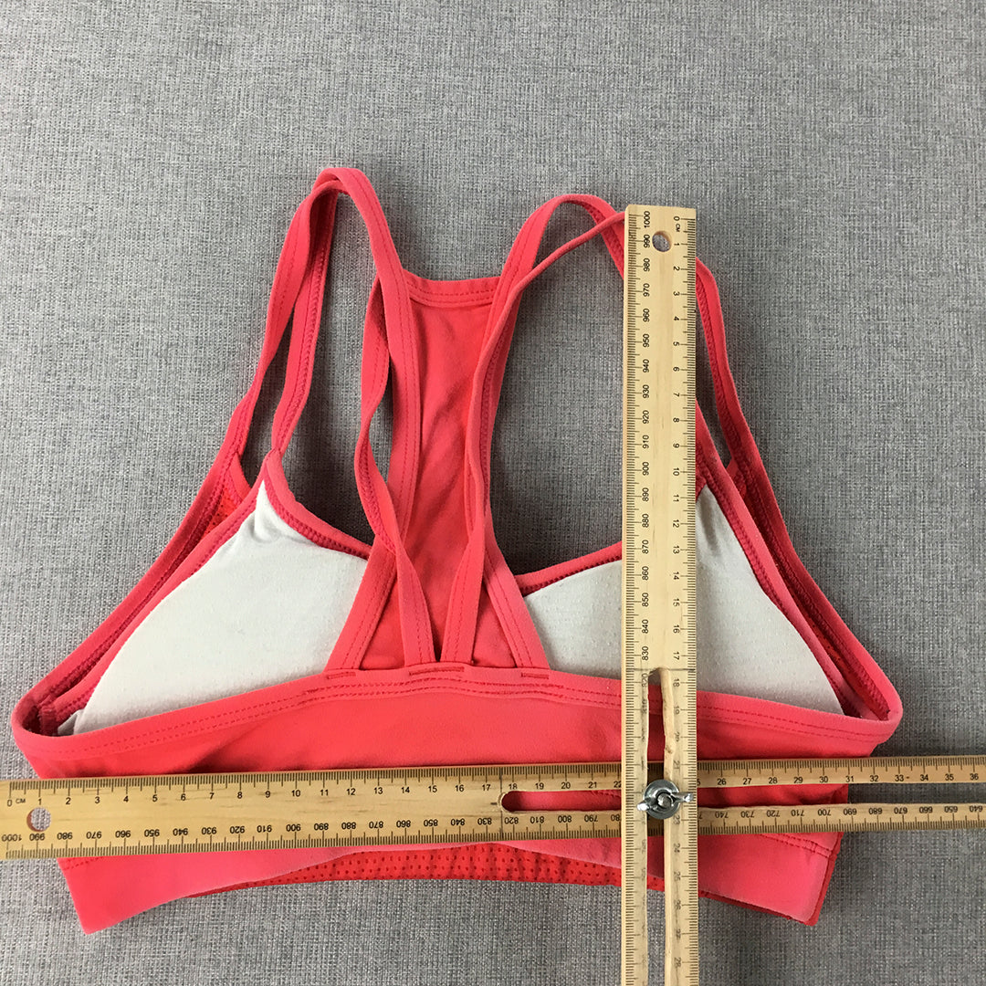 Rock Wear Womens Sports Bra Size 8 Pink Red Sleeveless Cropped Top Gym