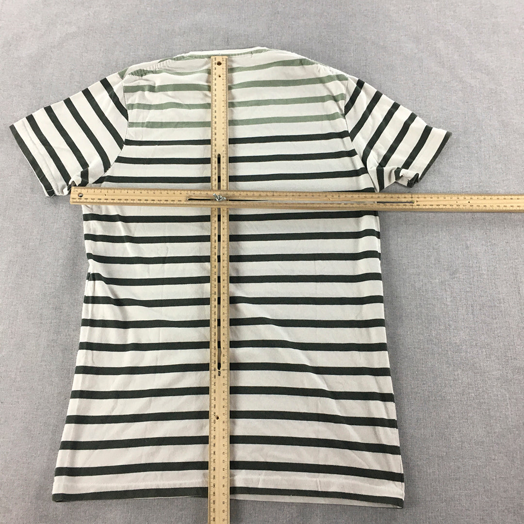 Tommy Hilfiger Womens T-Shirt Size L White Green Striped Short Sleeve