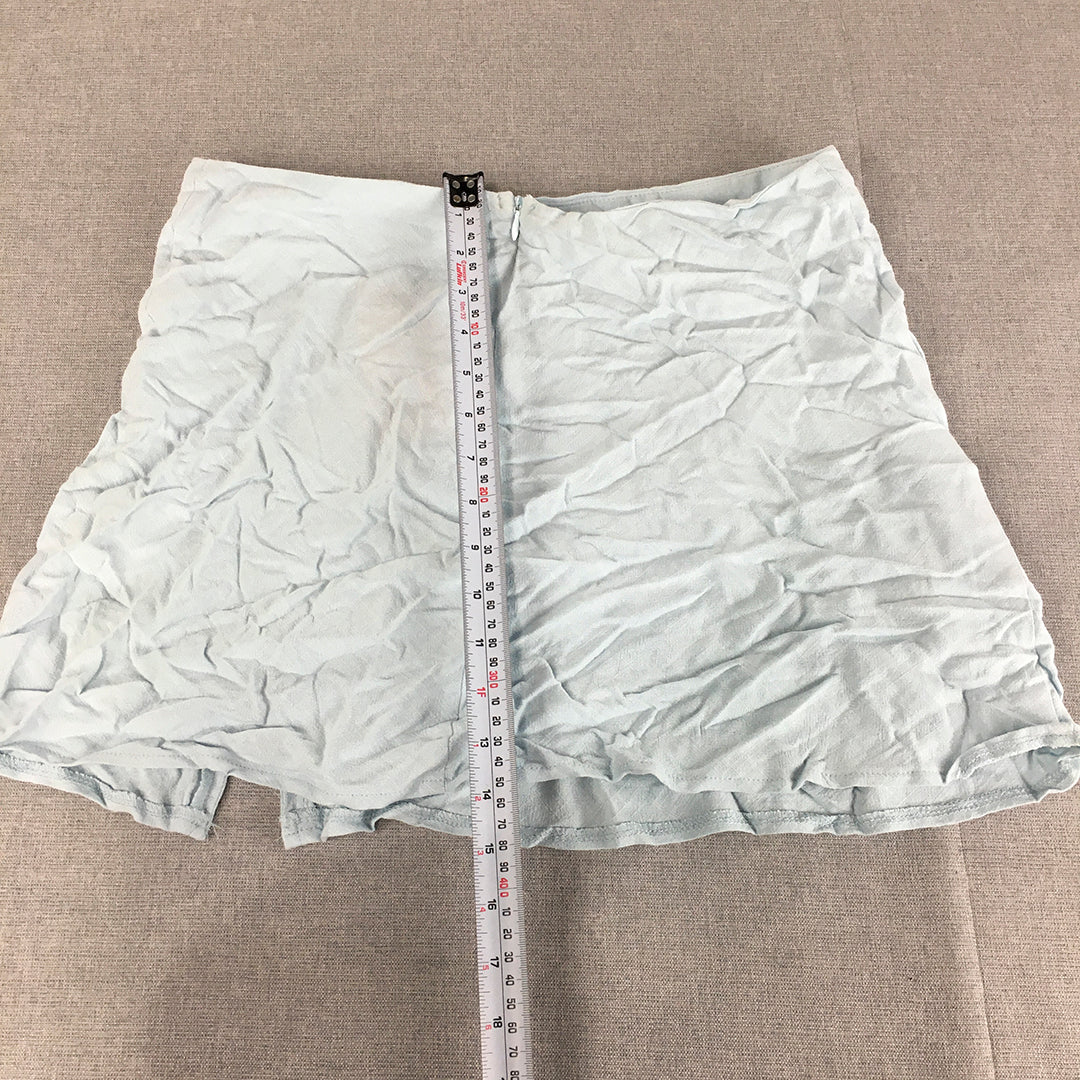 NEW Thats So Fetch Womens Linen Mini Skirt Size 14 Light Blue