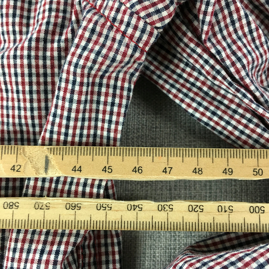 French Connection Mens Shirt Size L Slim Fit Red Black White Checkered Button-Up