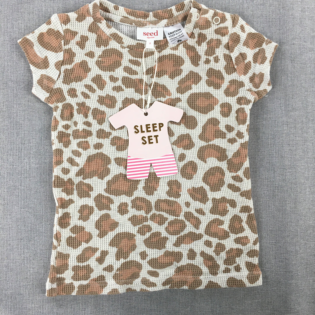 NEW Seed Heritage Kids Girls Sleep Shirt Size 2 Toddler Brown Leopard Pajama