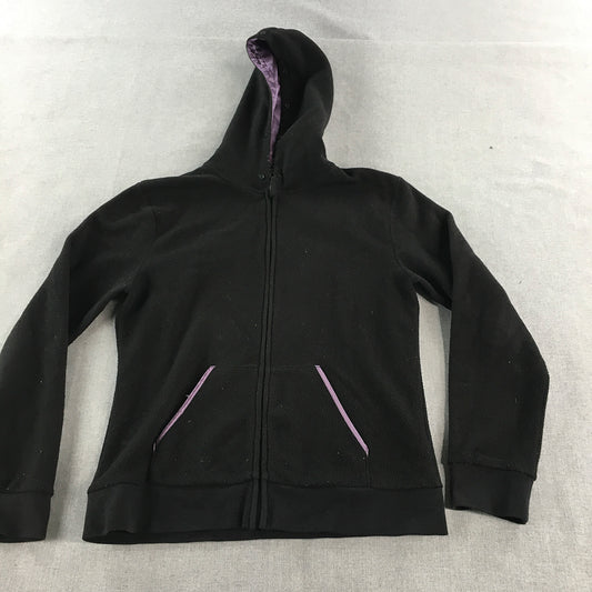 Baleno Womens Fleece Hoodie Jacket Size L Black Zip-Up Windbreaker Coat