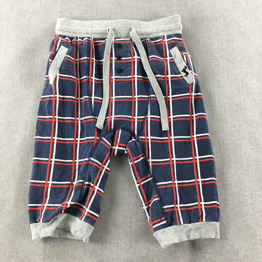 Peter Alexander Jnr Kids Sleep Pants Size 8 Blue Checkered Drawstring Pajama