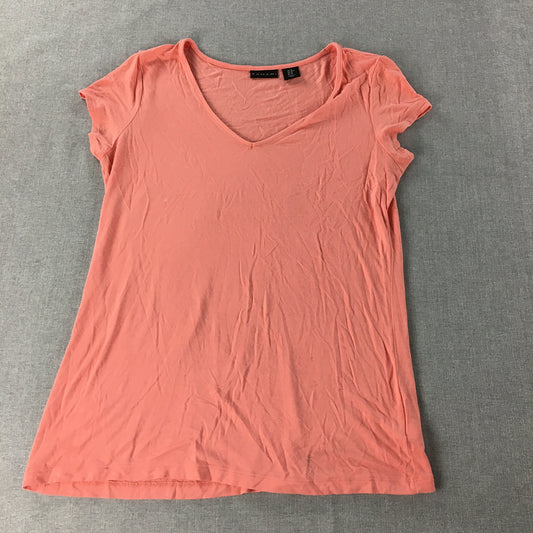 Tahari Womens T-Shirt Size M Pink V-Neck Short Sleeve Top