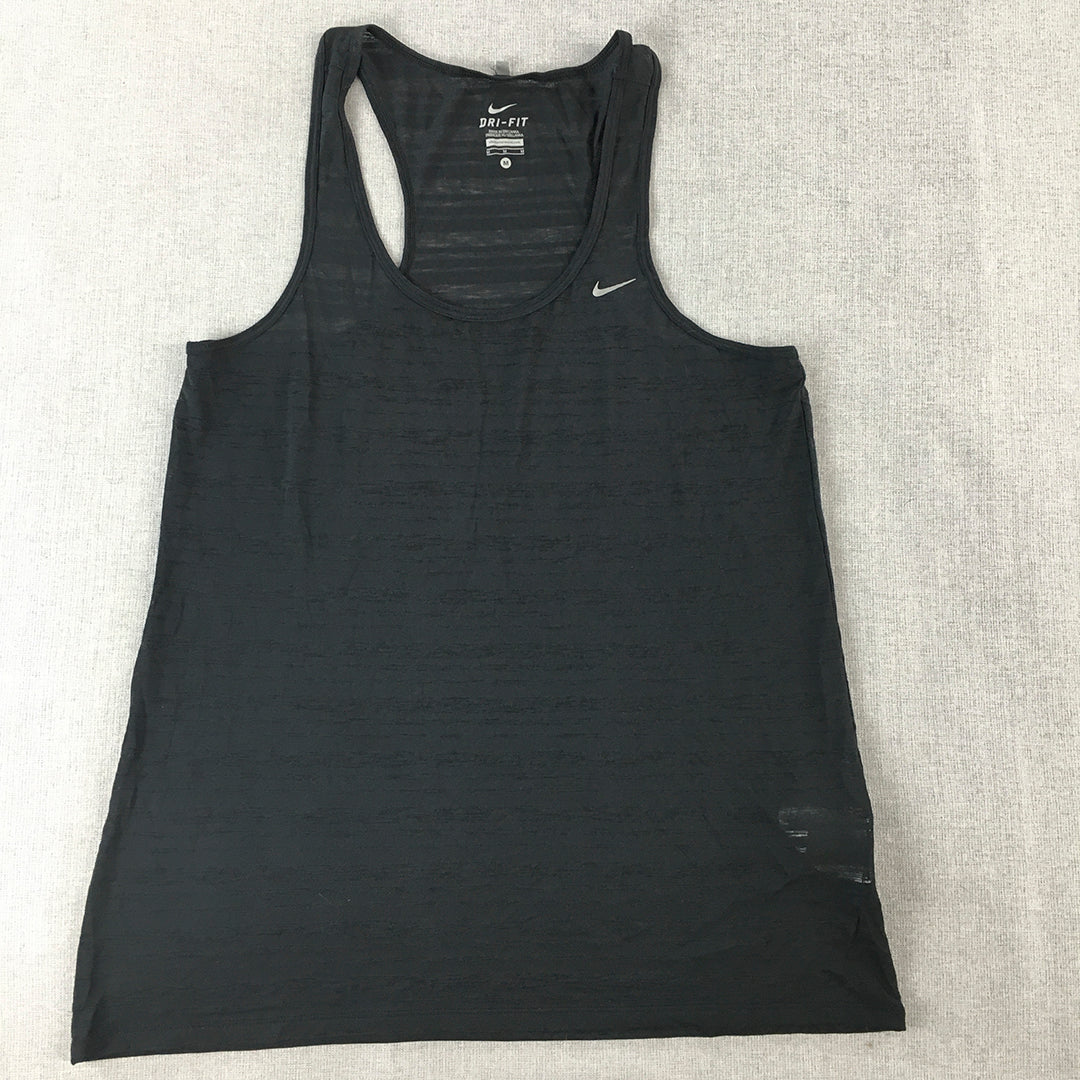 Nike Womens Tank Top Size M Black Sleeveless Dri-Fit Shirt