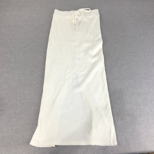 Zara Womens Knit Maxi Skirt Size S White Stretch Fabric Drawstring