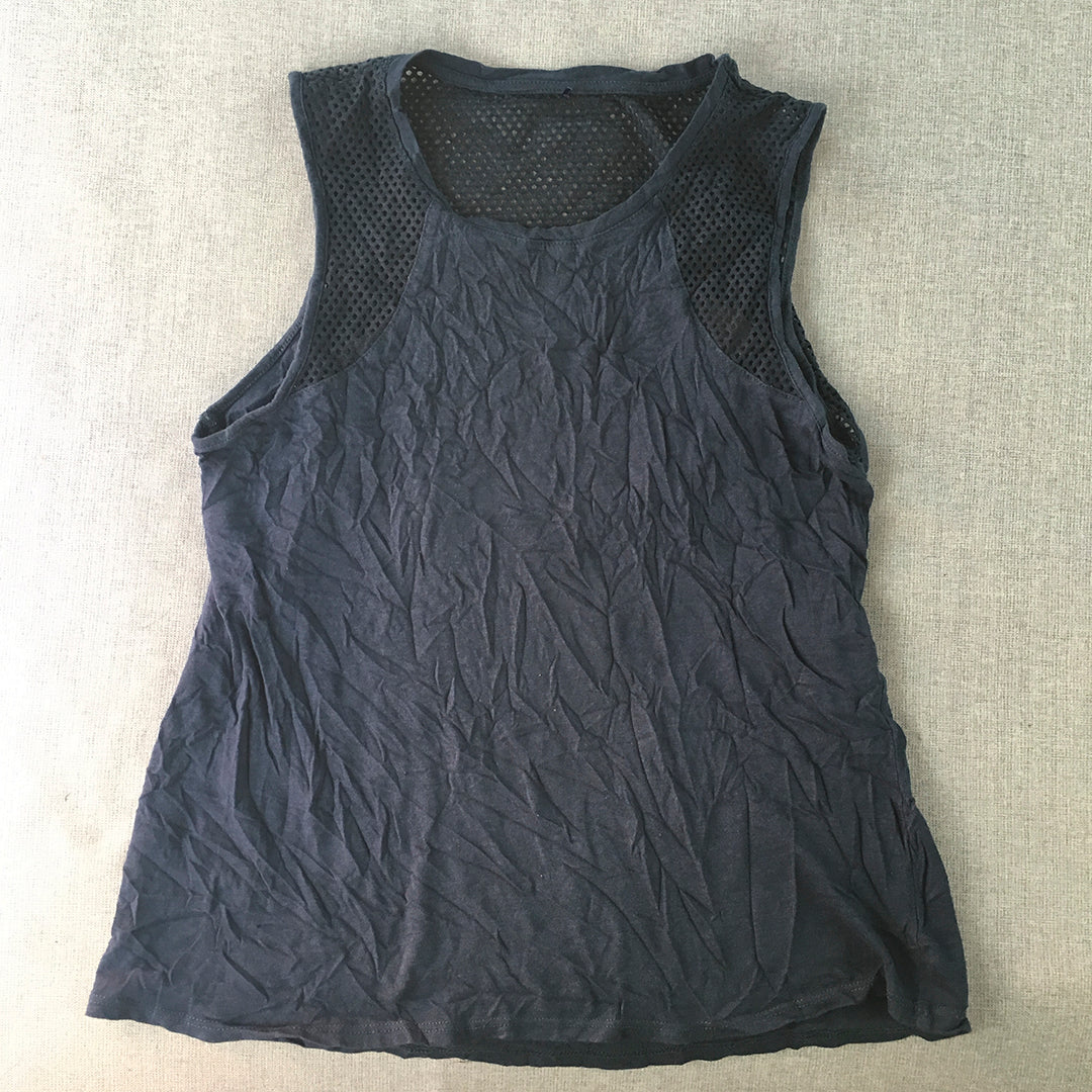 Rockwear Womens Tank Top Size 8 Navy Blue Logo Sleeveless Shirt Activewear