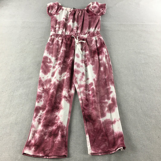 Vivid Moda Jumpsuit Size XL Pink White Tie-Dye One-Piece Romper