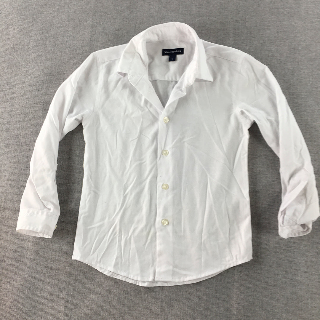 Van Heusen Kids Boys Shirt Size 5 White Long Sleeve Button-Up Collared