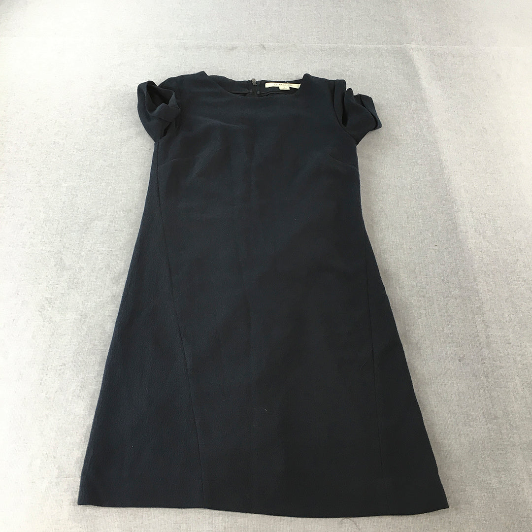 Laura Ashley Womens A-Line Dress Size 6 Navy Blue Mini Stretch