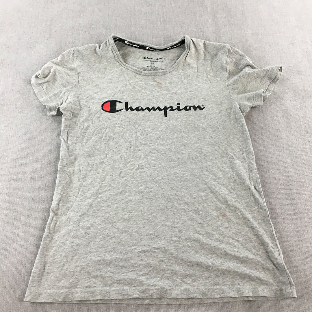 Champion Womens T-Shirt Size XS Grey Logo Short Sleeve Top