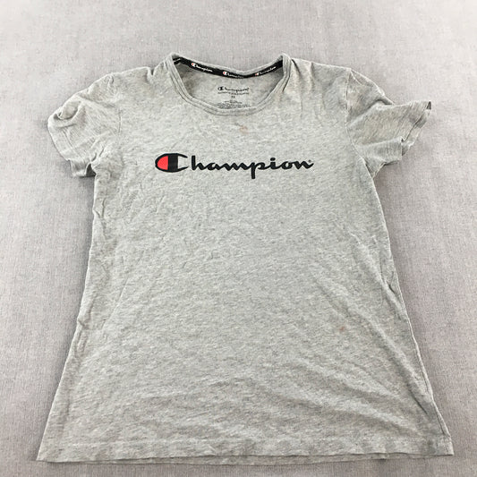 Champion Womens T-Shirt Size XS Grey Logo Short Sleeve Top