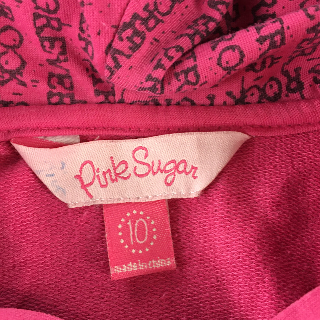 Pink Sugar Kids Girls Hoodie Jacket Size 10 Hot Pink Zip-Up Pockets Coat