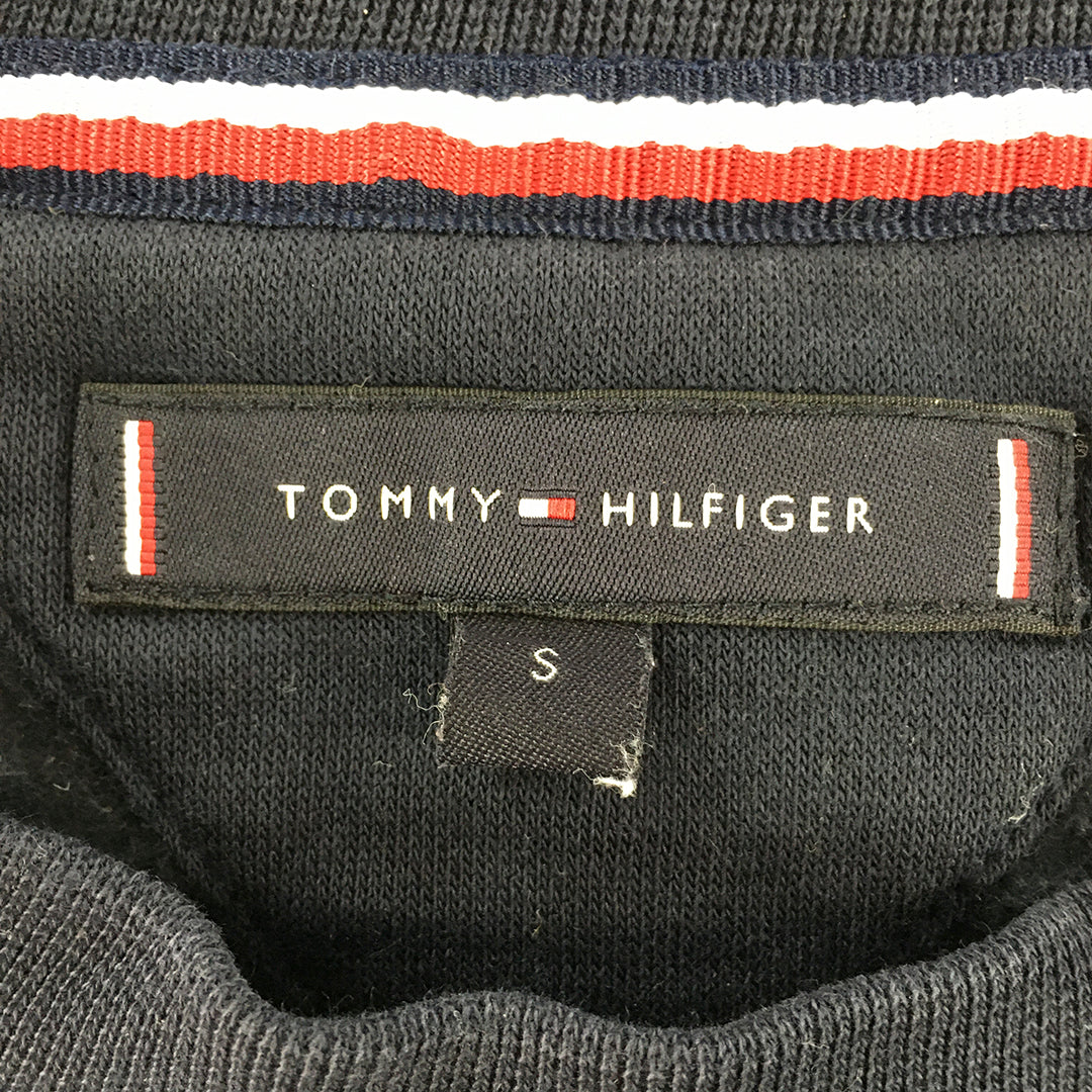 Tommy Hilfiger Mens Sweater Size S Navy Blue Big Logo Crew Neck Jumper