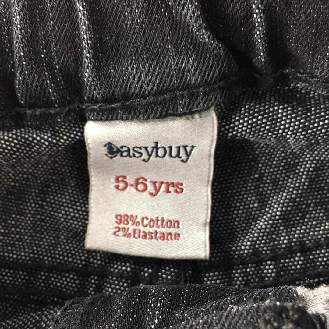 Easybuy Kids Boys Jeans Size 5 - 6 Years Black Straight Elastic Waist