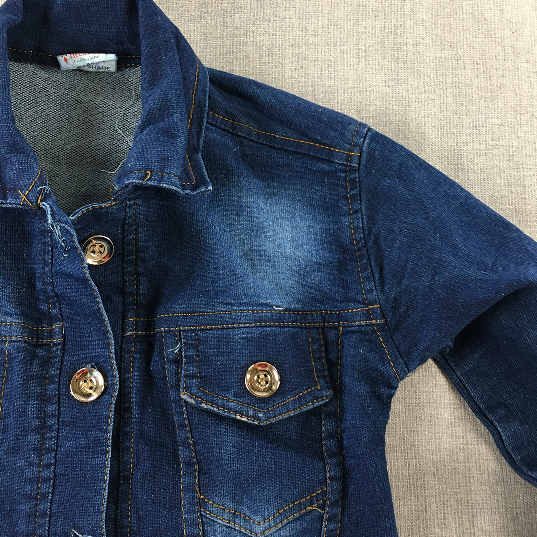 Heenaira Kids Girls Jean Jacket Size 5 - 6 Years Blue Denim Button Up