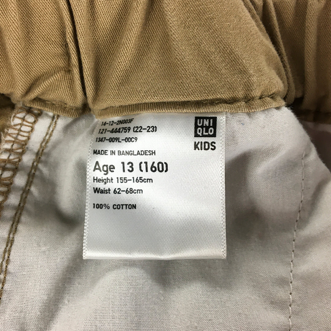 Uniqlo Kids Boys Shorts Size 13 Years (Youth L) Brown Elastic Waist Pockets