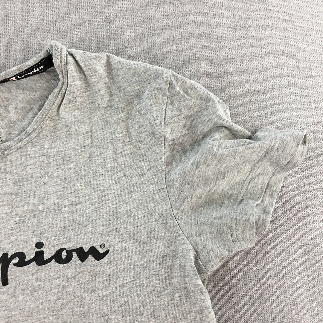 Champion Womens T-Shirt Size XS Grey Logo Short Sleeve Top