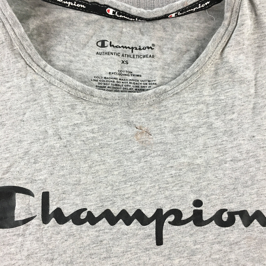 Champion Womens T-Shirt Size XS Grey Logo Short Sleeve Top