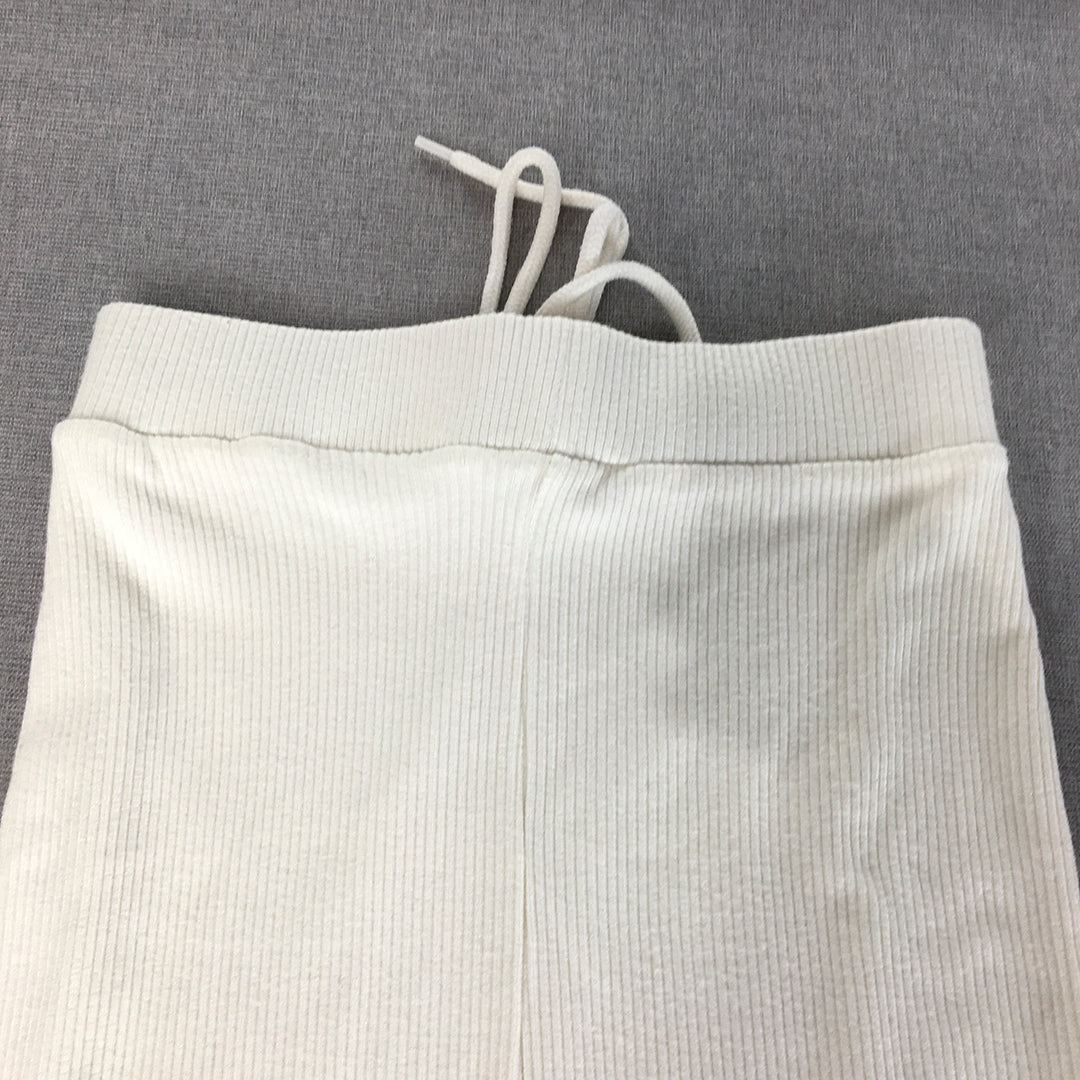 Zara Womens Knit Maxi Skirt Size S White Stretch Fabric Drawstring