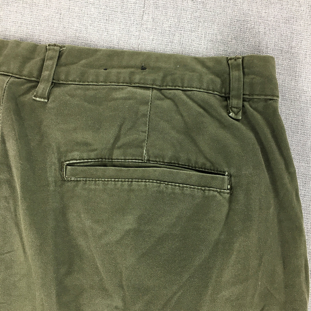 Zara Man Chino Pants Size 34 Khaki Green Straight Leg Pockets