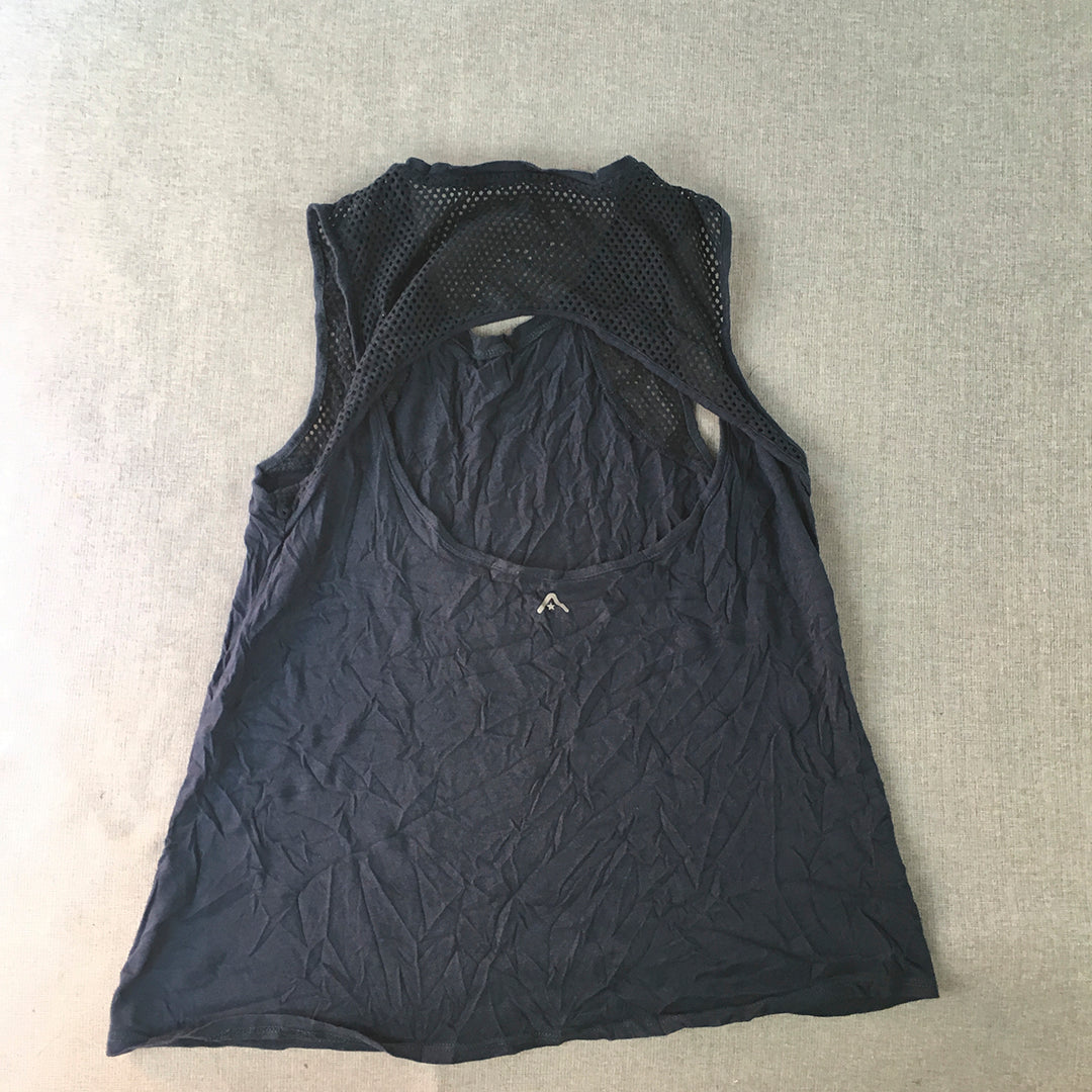 Rockwear Womens Tank Top Size 8 Navy Blue Logo Sleeveless Shirt Activewear