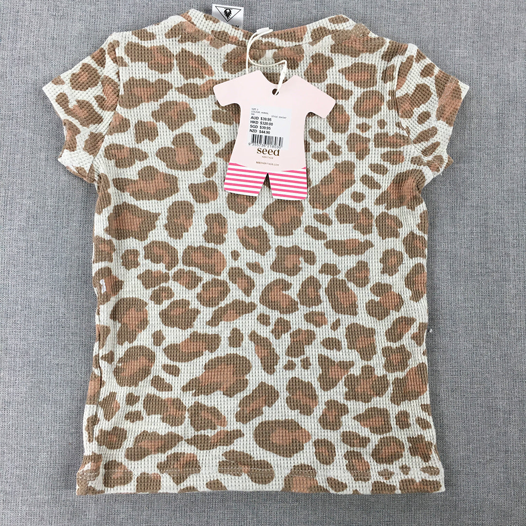 NEW Seed Heritage Kids Girls Sleep Shirt Size 2 Toddler Brown Leopard Pajama