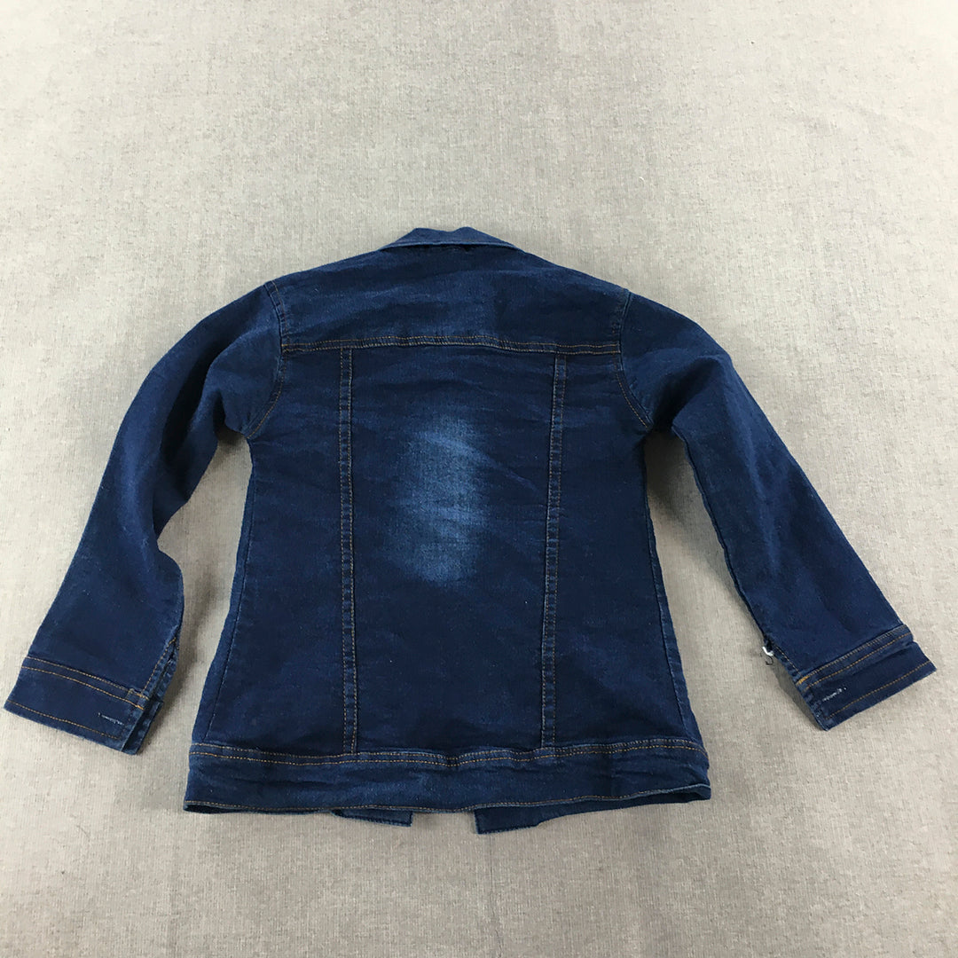 Heenaira Kids Girls Jean Jacket Size 5 - 6 Years Blue Denim Button Up