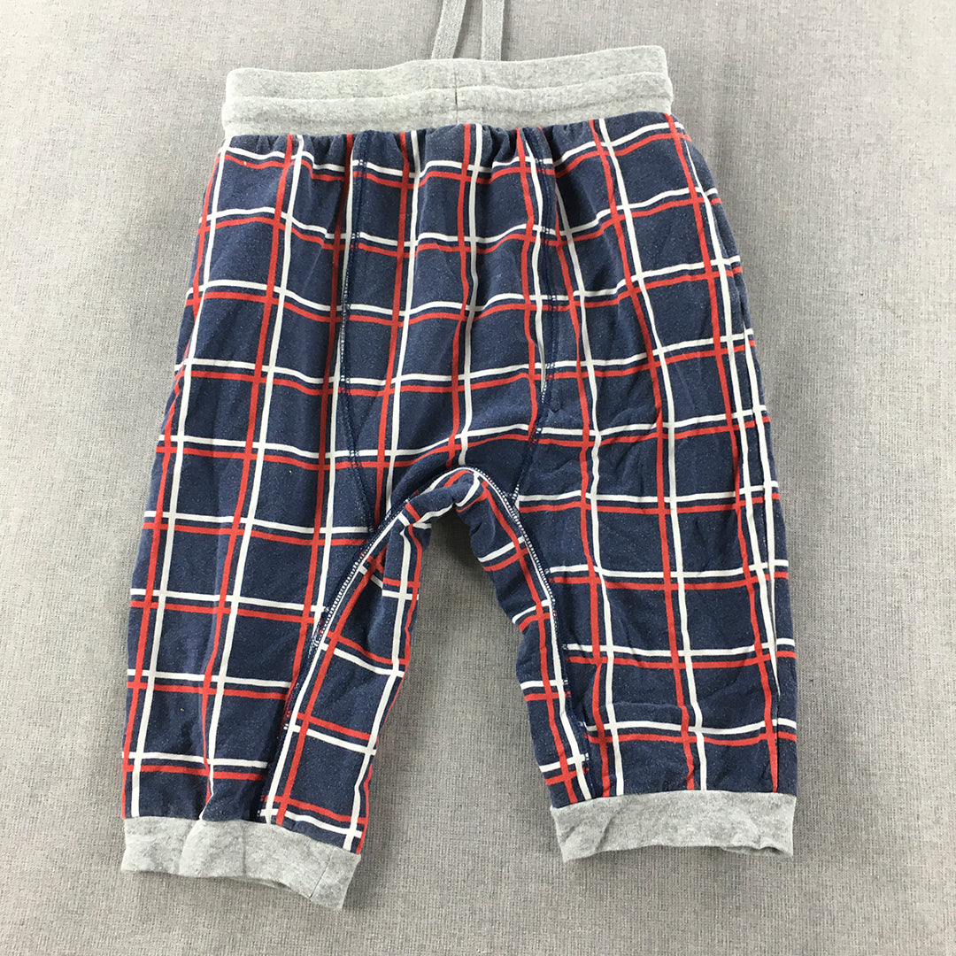 Peter Alexander Jnr Kids Sleep Pants Size 8 Blue Checkered Drawstring Pajama