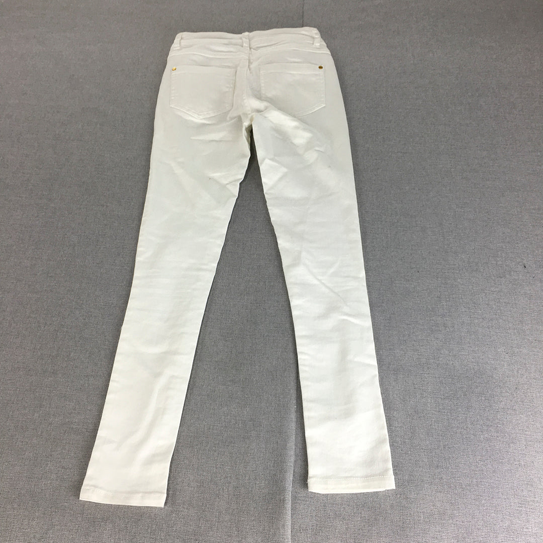 Future You Womens Skinny Jeans Size 10 White Button Fly Stretch Denim