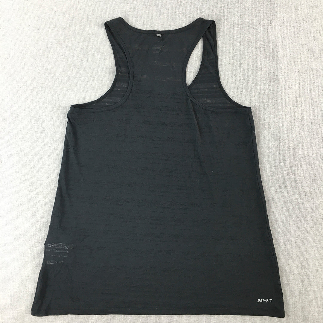 Nike Womens Tank Top Size M Black Sleeveless Dri-Fit Shirt