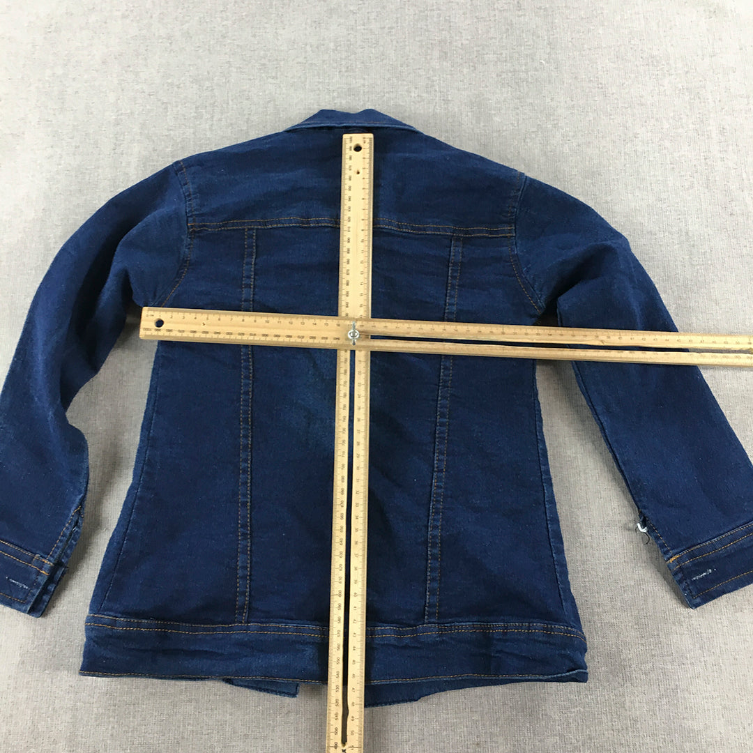 Heenaira Kids Girls Jean Jacket Size 5 - 6 Years Blue Denim Button Up