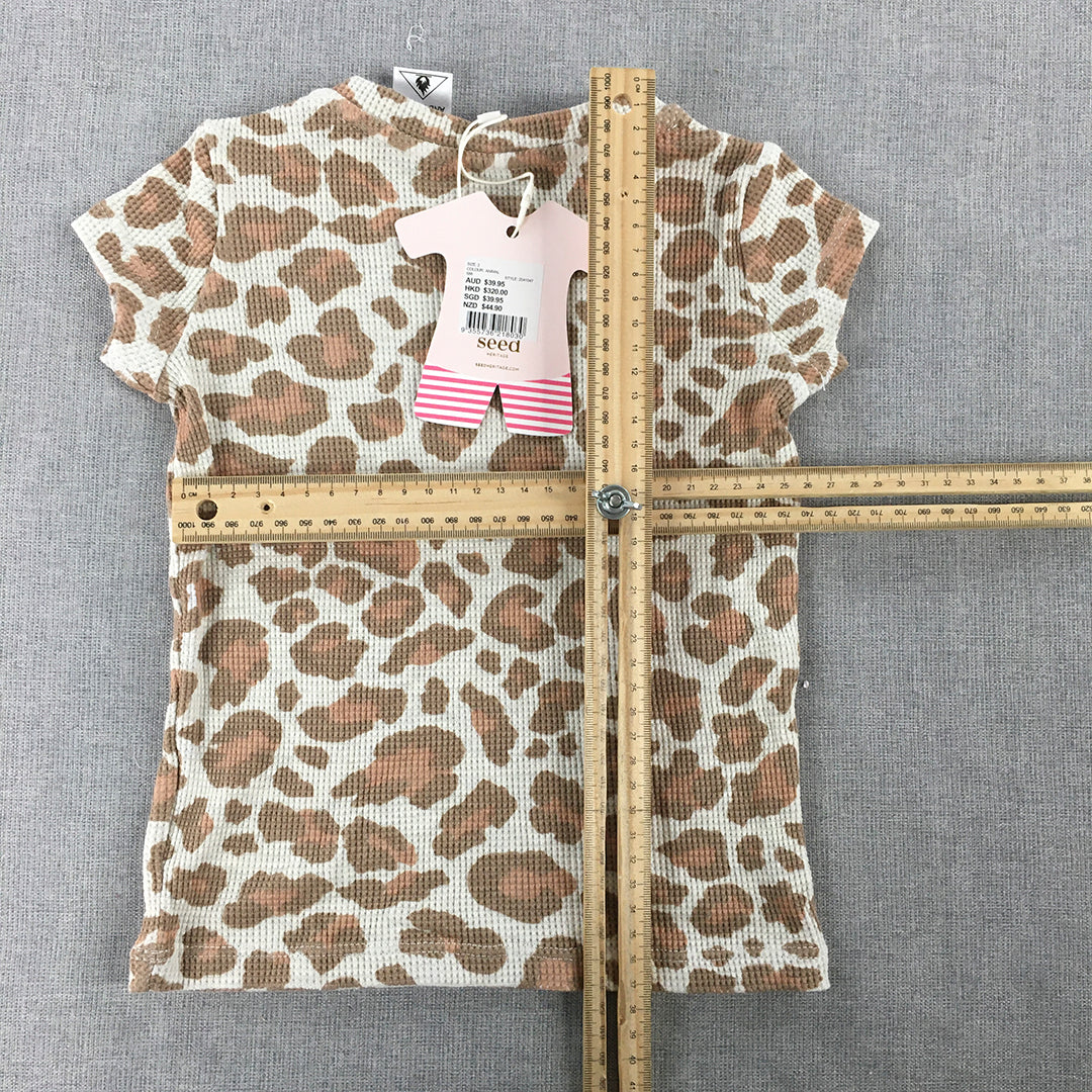 NEW Seed Heritage Kids Girls Sleep Shirt Size 2 Toddler Brown Leopard Pajama