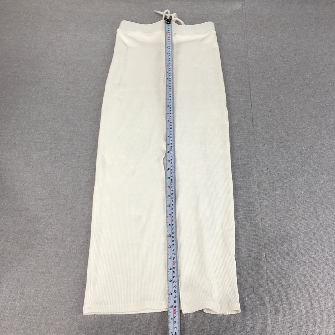 Zara Womens Knit Maxi Skirt Size S White Stretch Fabric Drawstring