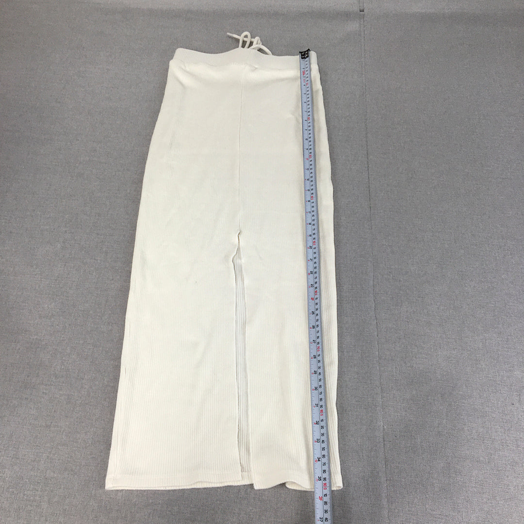 Zara Womens Knit Maxi Skirt Size S White Stretch Fabric Drawstring