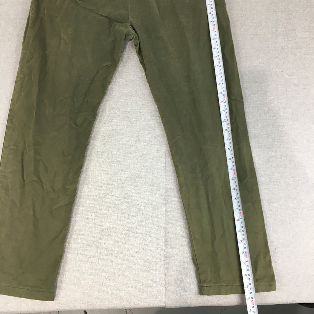 Zara Man Chino Pants Size 34 Khaki Green Straight Leg Pockets