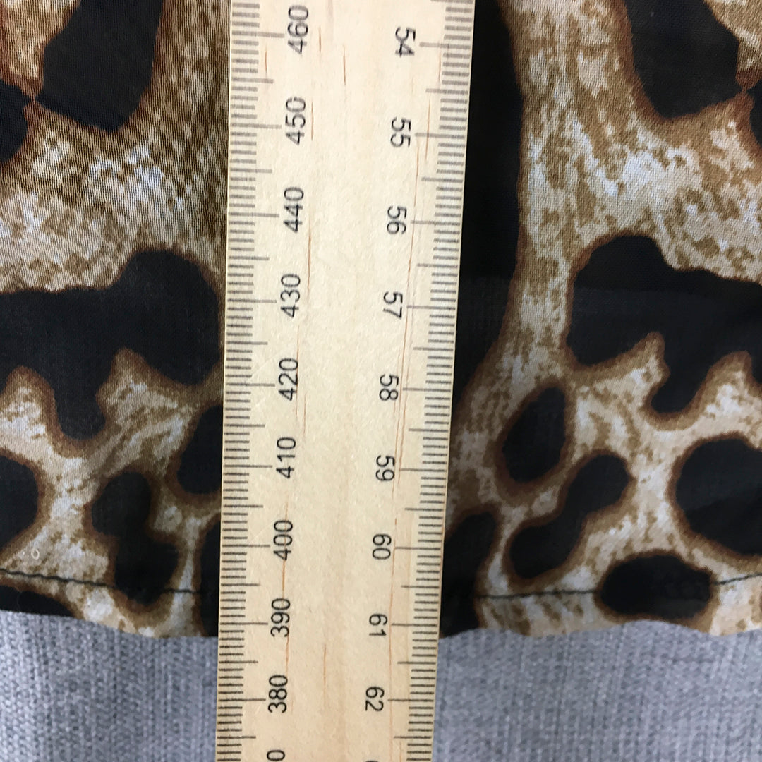 Valleygirl Womens Top Size 10 Brown Cheetah Print Button-Up Long Sleeve Blouse