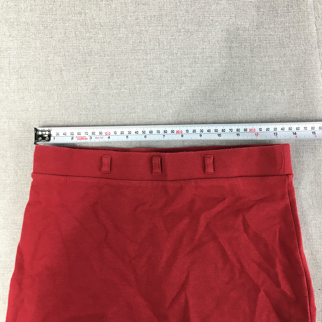 Shelanna Womens Midi Skirt Size L Red Straight Elastic Waist