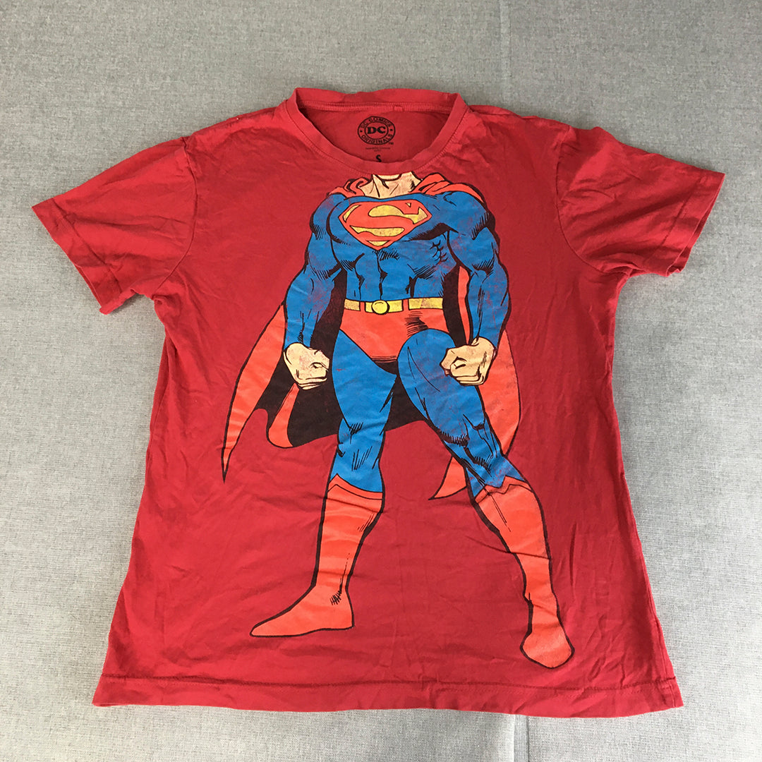 DC Comics Superman Mens T-Shirt Size S Red Short Sleeve Superhero Tee