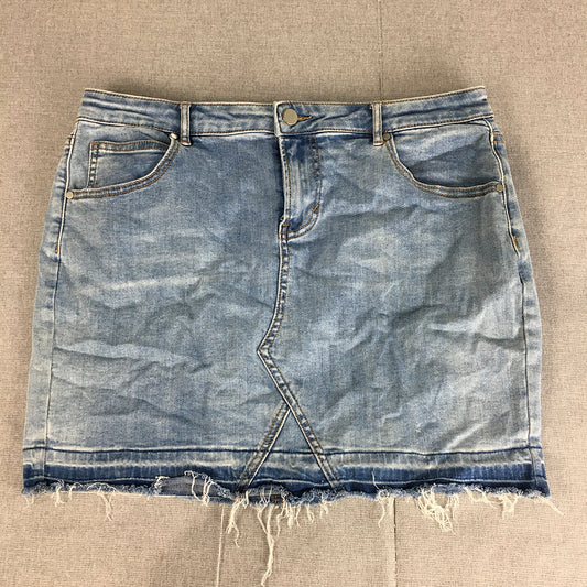 Seed Heritage Womens Denim Mini Skirt Size 14 Blue Light Wash Raw Hem