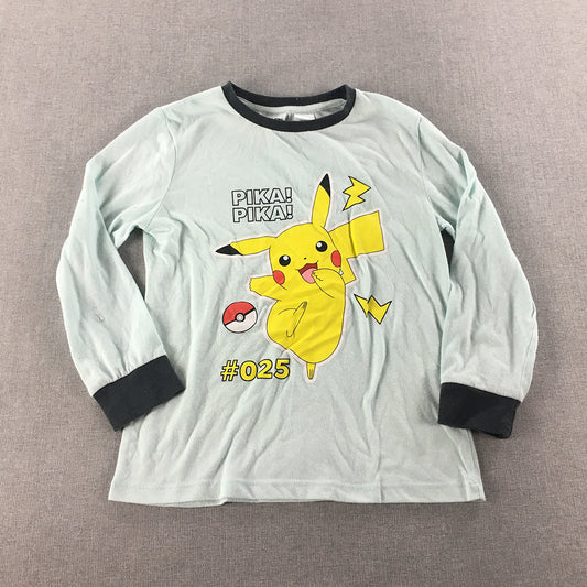 Pokemon Kids Boys Shirt Size 7 Blue Long Sleeve Pikachu Top