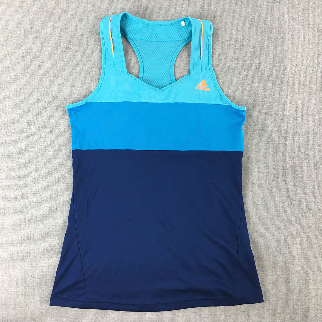 Adidas Womens Tank Top Size S Blue Logo Sleeveless Shirt